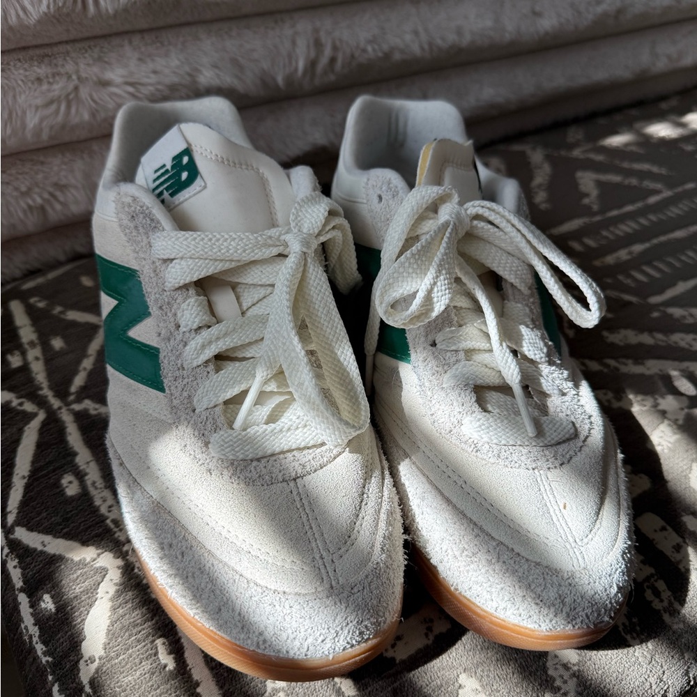 New Balance Cream and Green Sneakers
